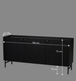 Best Wohnen 3-türiges Sideboard in Schwarz - Hemorian