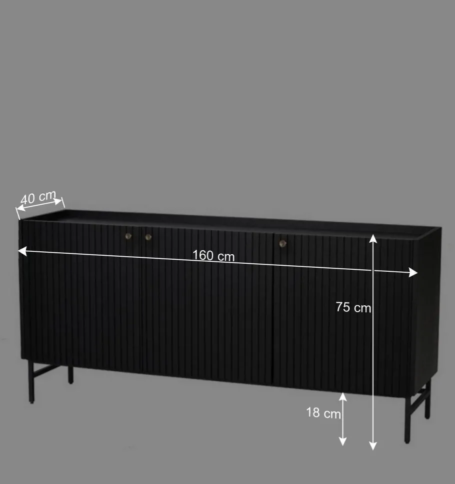 Best Wohnen 3-türiges Sideboard in Schwarz - Hemorian