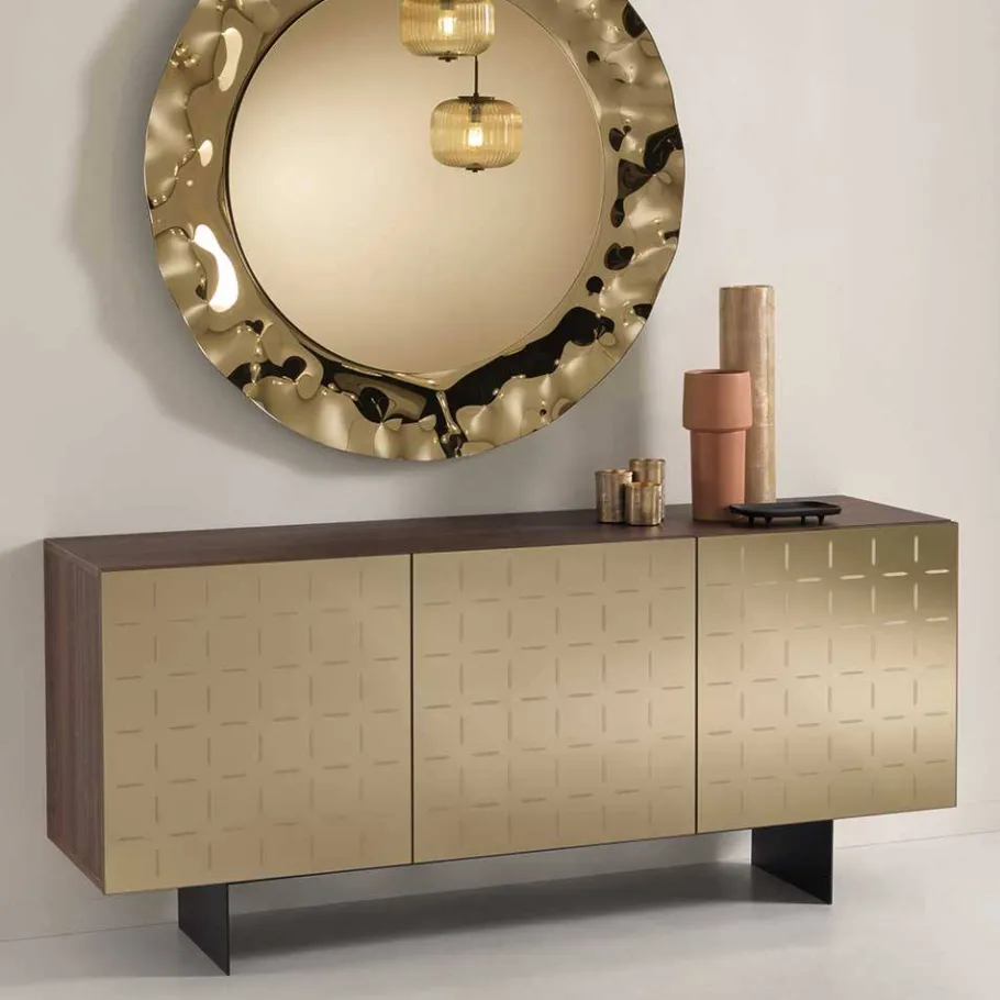New Wohnen 3-türiges Sideboard mit Spiegel Front Bronze - Imarena