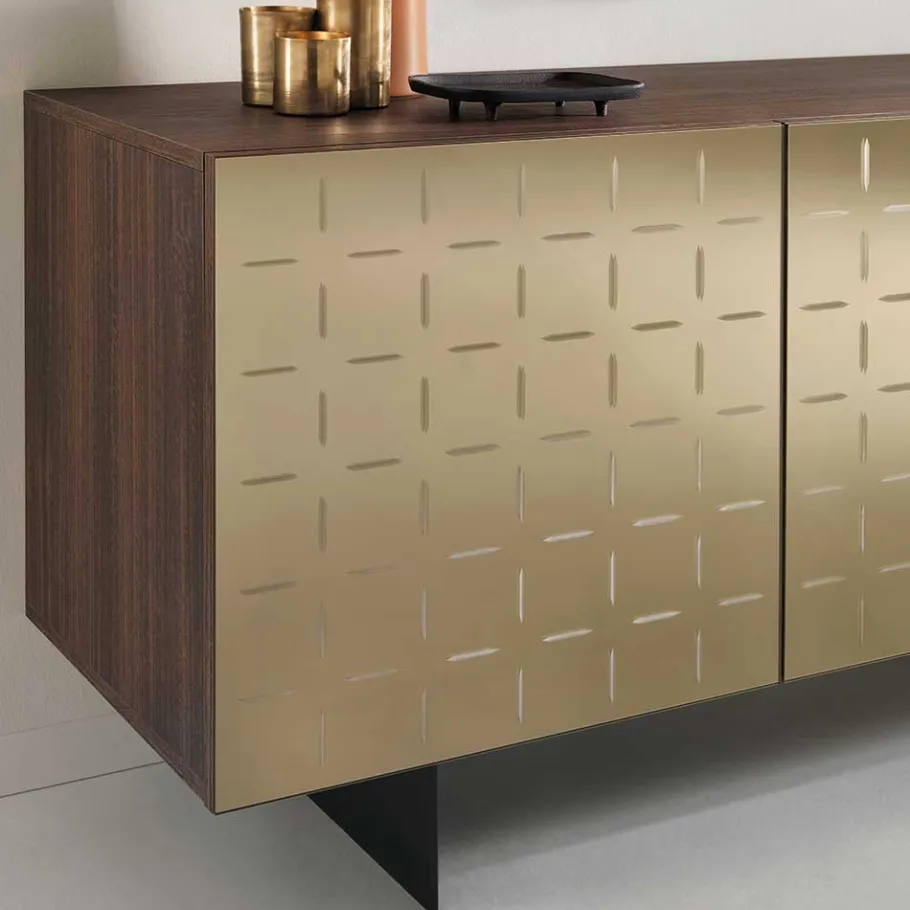 New Wohnen 3-türiges Sideboard mit Spiegel Front Bronze - Imarena