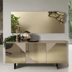 Online Wohnen 3-türiges Sideboard mit Spiegelglas in Bronze - Razepta