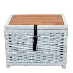 Hot Wohnen Truhe Wohnzimmertisch aus Rattan Weiß - Jacopo