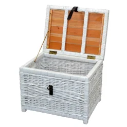 Hot Wohnen Truhe Wohnzimmertisch aus Rattan Weiß - Jacopo