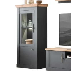 Best Wohnen TV Anbauwand in Anthrazit & Wildeiche - Lionel (vierteilig)