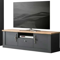 Best Wohnen TV Anbauwand in Anthrazit & Wildeiche - Lionel (vierteilig)