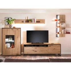 New Wohnen TV Anbauwand in Eicheoptik - Nikdus (vierteilig)