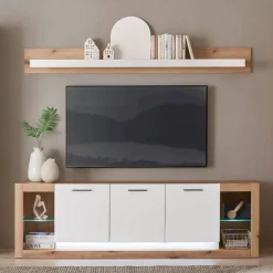 Clearance Wohnen TV Anbauwand Set - Adejano (vierteilig)