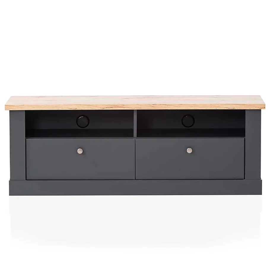 Discount Wohnen TV Bank mit zwei Schubladen & Fächern - Lionel