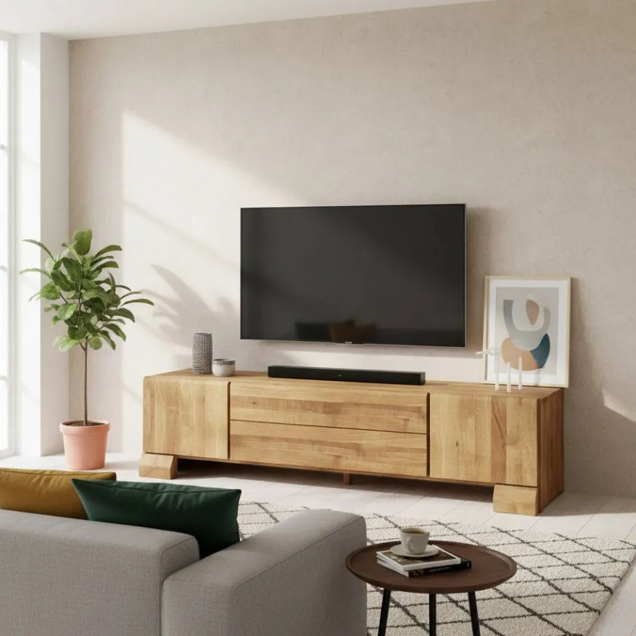 Hot Wohnen TV Board Vaskov aus Wildeiche Massivholz