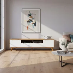Discount Wohnen TV Element Lowboard in Weiß & Natur - Diesta