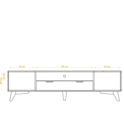 Discount Wohnen TV Element Lowboard in Weiß & Natur - Diesta
