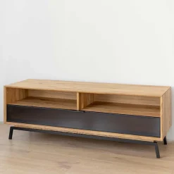 New Wohnen TV Lowboard aus Eiche und Metall - Fabiella