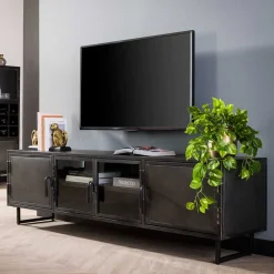 Best Wohnen TV Lowboard aus Metall & Glas - Brayden