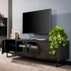 Best Wohnen TV Lowboard aus Metall & Glas - Brayden