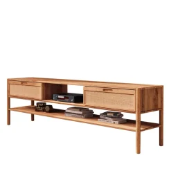 Hot Wohnen TV Lowboard aus Wildbuche & Rattan - Indrya