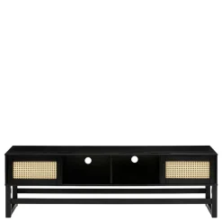 Outlet Wohnen TV Lowboard in Dunkelbraun mit Wiener Geflecht - Santiana