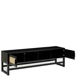 Outlet Wohnen TV Lowboard in Dunkelbraun mit Wiener Geflecht - Santiana