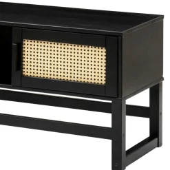 Outlet Wohnen TV Lowboard in Dunkelbraun mit Wiener Geflecht - Santiana
