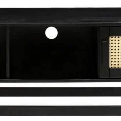 Outlet Wohnen TV Lowboard in Dunkelbraun mit Wiener Geflecht - Santiana