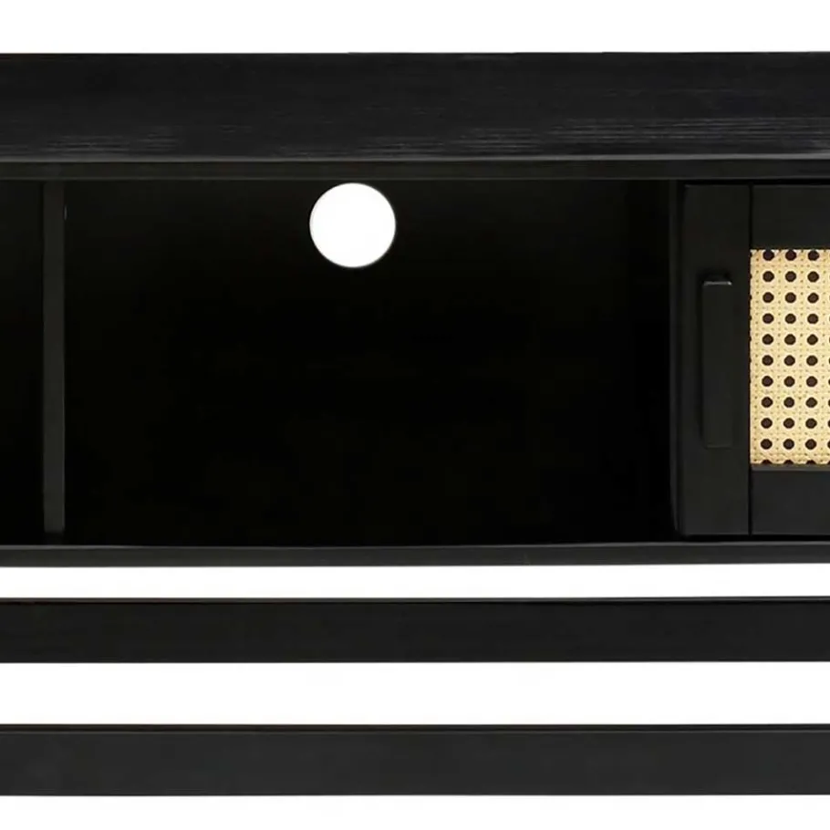 Outlet Wohnen TV Lowboard in Dunkelbraun mit Wiener Geflecht - Santiana