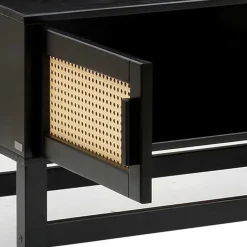 Outlet Wohnen TV Lowboard in Dunkelbraun mit Wiener Geflecht - Santiana