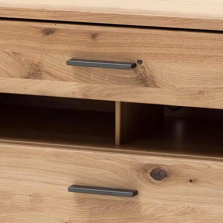 Best Wohnen TV Lowboard in Eiche Bianco & Anthrazit - Crupean I