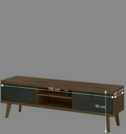 Discount Wohnen TV Lowboard in Graugrün und Wildeiche - Oliva