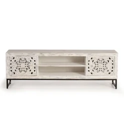 Best Wohnen TV Lowboard in Mangoholz White Wash - Fudorus