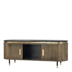 Wohnen TV Lowboard in Schwarz mit Bronze - Hayato