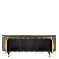 Wohnen TV Lowboard in Schwarz mit Bronze - Hayato
