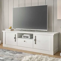 Sale Wohnen TV Lowboard in weißer Holzoptik Pinie - Liancos