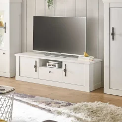 Sale Wohnen TV Lowboard in weißer Holzoptik Pinie - Liancos