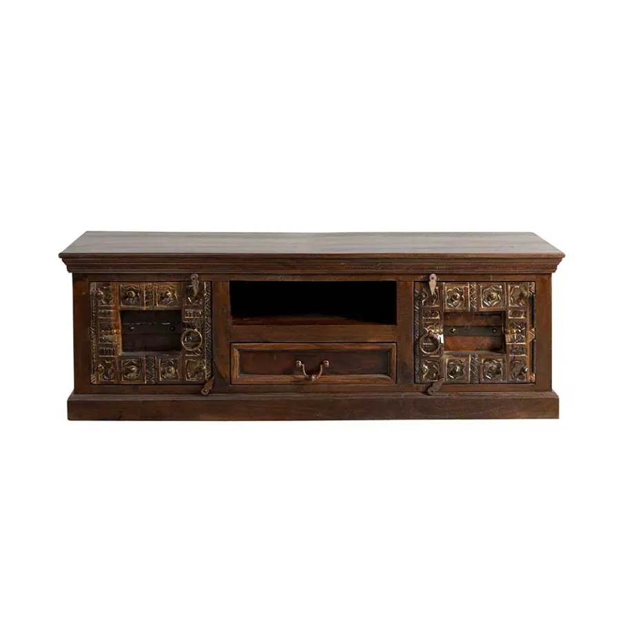 New Wohnen TV Lowboard Solapura aus Teak Massivholz