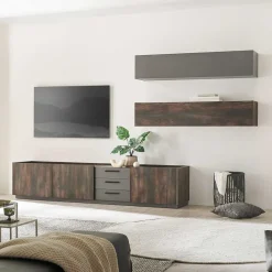 Sale Wohnen TV Lowboard und zwei Hängeschränke Set - Mundo (dreiteilig)