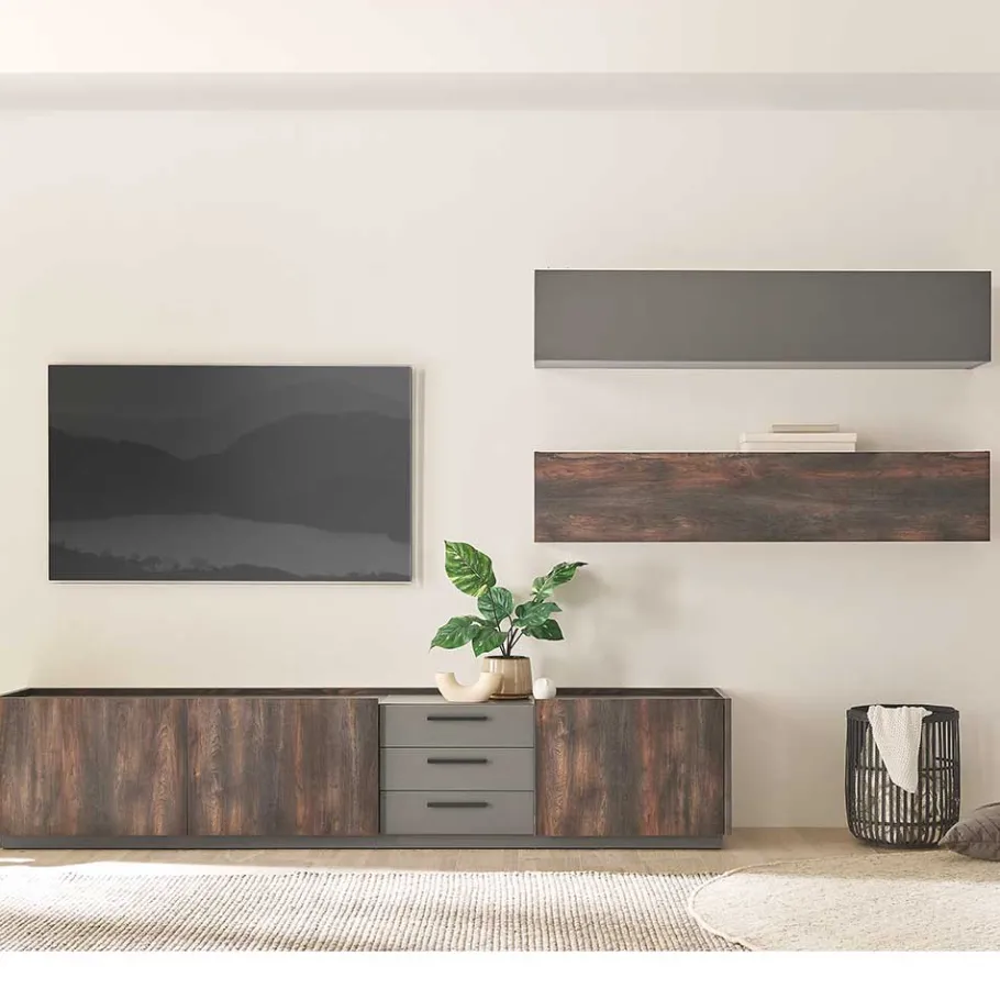 Sale Wohnen TV Lowboard und zwei Hängeschränke Set - Mundo (dreiteilig)