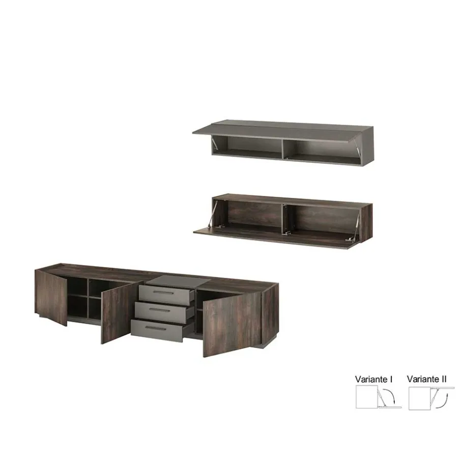 Sale Wohnen TV Lowboard und zwei Hängeschränke Set - Mundo (dreiteilig)