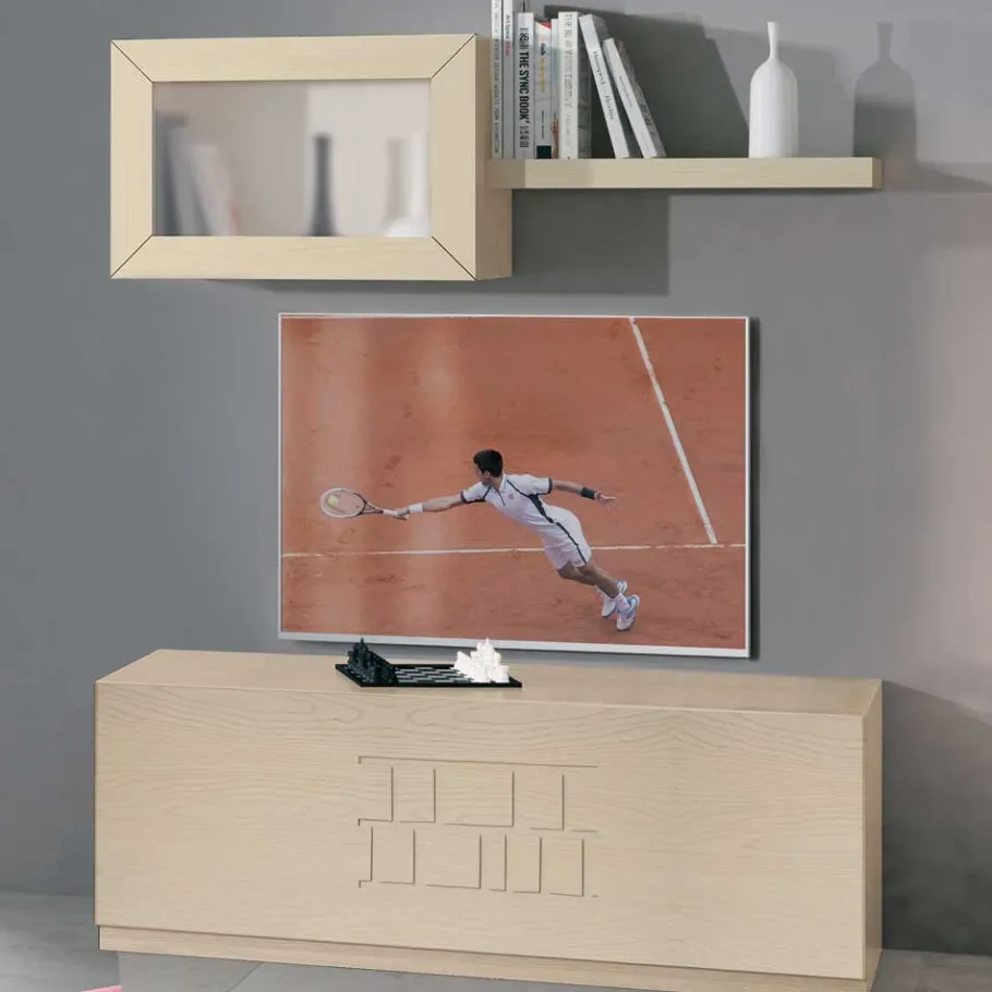 Discount Wohnen TV Möbel Kombi in Esche hell - Odillava (dreiteilig)