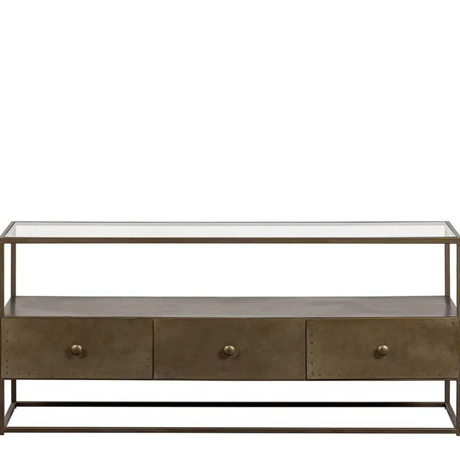 Discount Wohnen TV Unterschrank in Altmessing Metall - Liviano