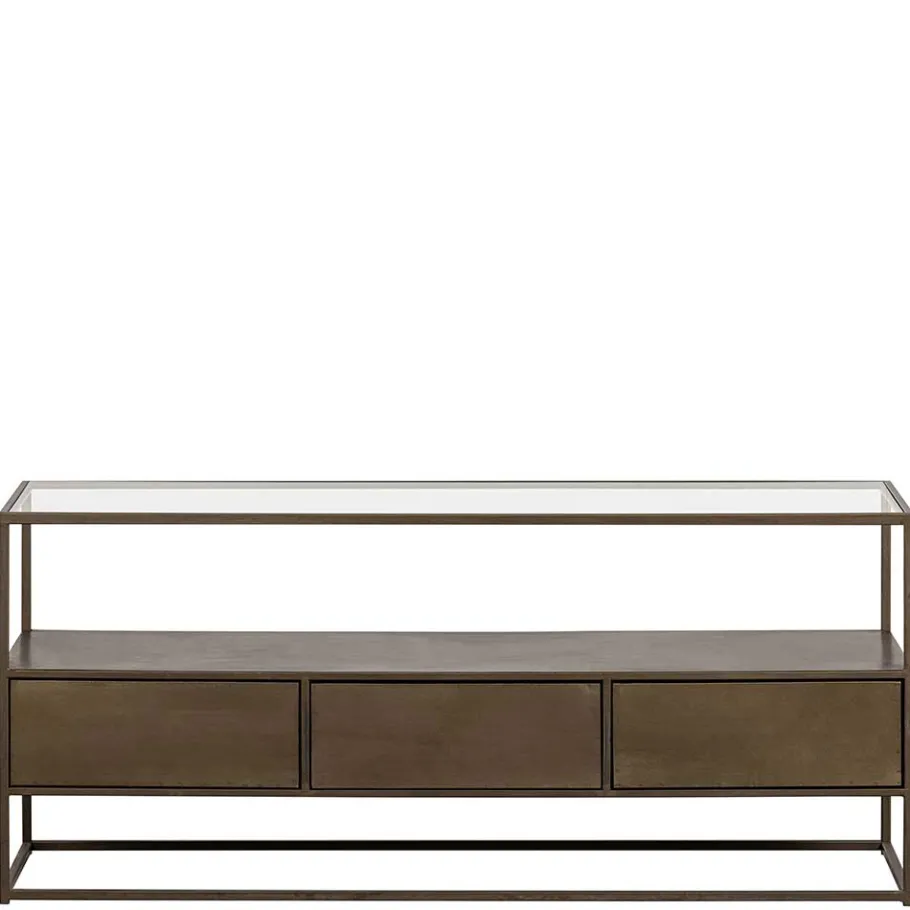 Discount Wohnen TV Unterschrank in Altmessing Metall - Liviano
