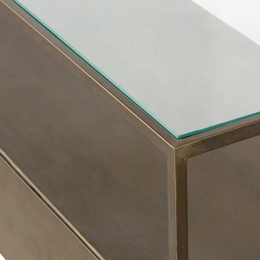 Discount Wohnen TV Unterschrank in Altmessing Metall - Liviano