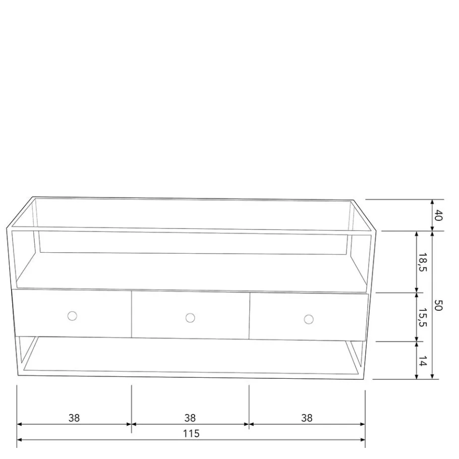 Discount Wohnen TV Unterschrank in Altmessing Metall - Liviano