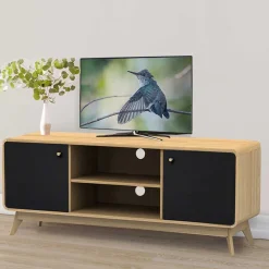 Sale Wohnen TV Unterschrank in Schwarz & Eiche Optik - Sondros