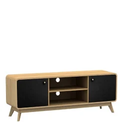 Sale Wohnen TV Unterschrank in Schwarz & Eiche Optik - Sondros