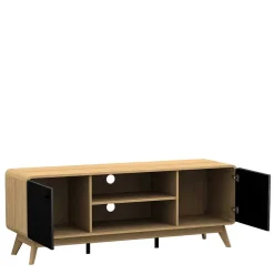 Sale Wohnen TV Unterschrank in Schwarz & Eiche Optik - Sondros