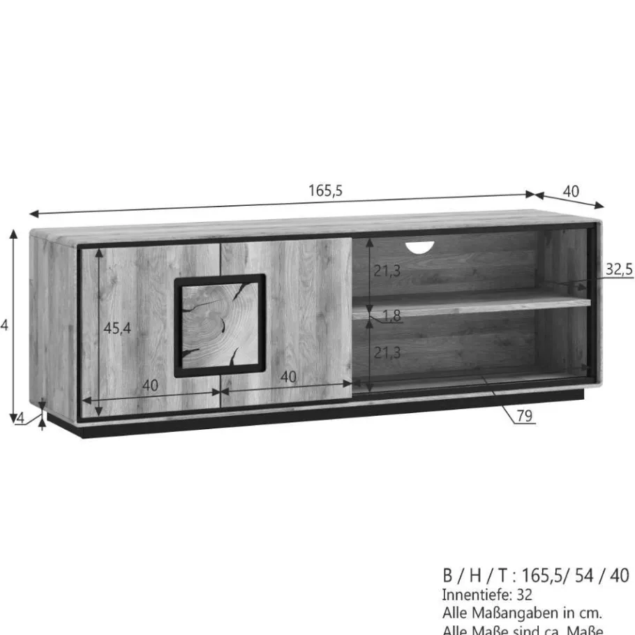 Wohnen TV Unterschrank mit Hirnholz Applikation - Shipper