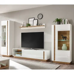 Sale Wohnen TV Wohnwand in Weiß & Wildeiche - Myrda (vierteilig)
