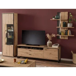 Discount Wohnen TV Wohnwand Set in Dekor Eiche - Nikdus (dreiteilig)