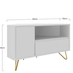 Online Wohnen TV-Board für die Ecke in Weiß & Gold - Patinca