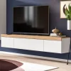 Discount Wohnen TV-Lowboard in Weiß mit Wildeiche Natur Optik - Emdan