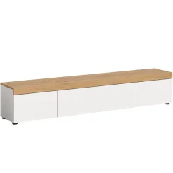 Discount Wohnen TV-Lowboard in Weiß mit Wildeiche Natur Optik - Emdan